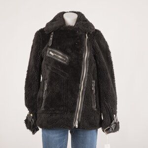 Avec Les Filles Black Faux Shearling Moto Jacket XS